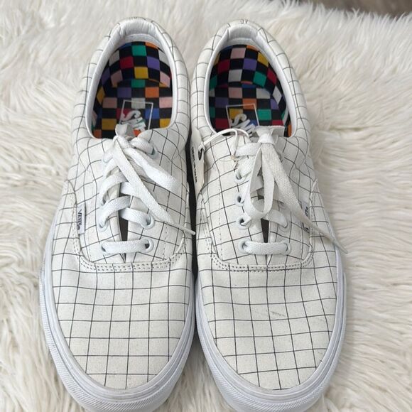 Vans White Grid Pattern Sneakers NWOT Size 11 - Picture 1 of 11